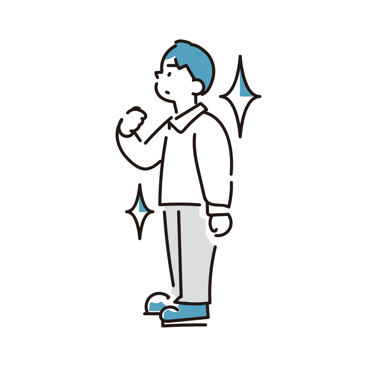 自信を持って立つ人物のイラスト